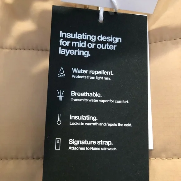 Rains Liner Puffer Coat Women’s XL Sand - Picture 7 of 8